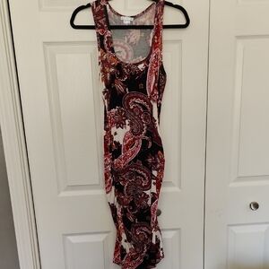 VENUS Paisley Midi Dress - Black, Red, White